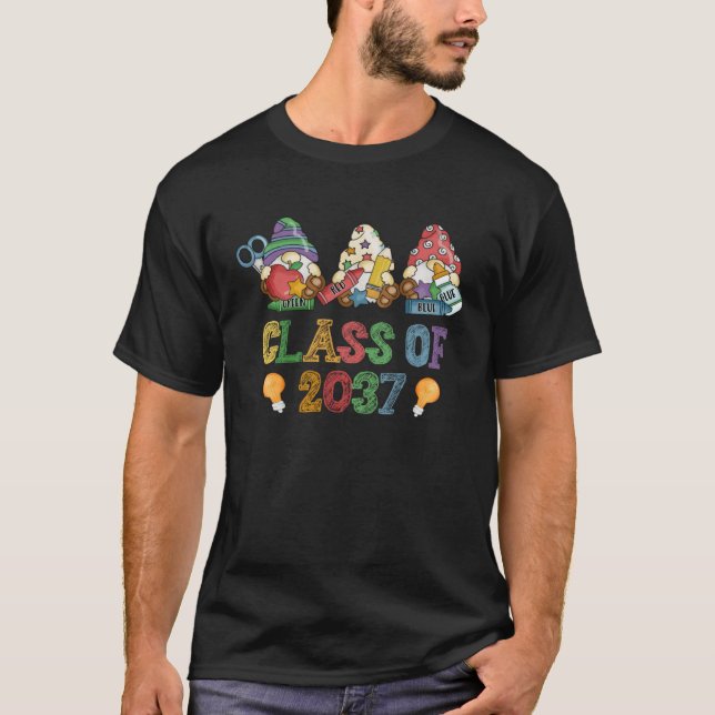 T-shirt Class Of 2037 Gnome Graduation Kindergarten First  (Devant)