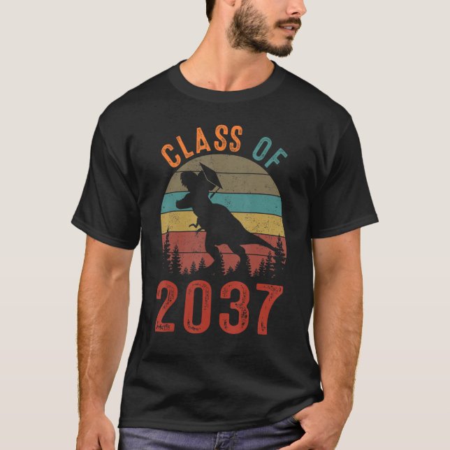 T-shirt Class Of 2037 Kindergarten Dinosaurs Boys Kid Back (Devant)