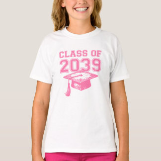 T-shirt Class of 2039 Ornate Pink Graduation Cap Design