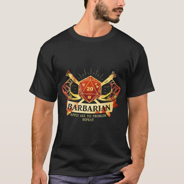 T-shirt Classe barbare D20 Tabletop Dungeons RPG Dragons (Devant)