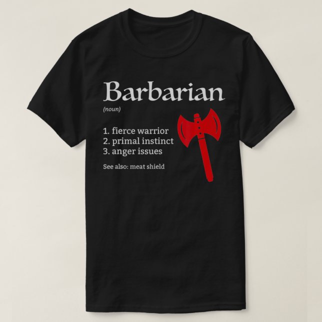 T-shirt Classe barbare Définition Donjons et RPG Dragon (Design devant)