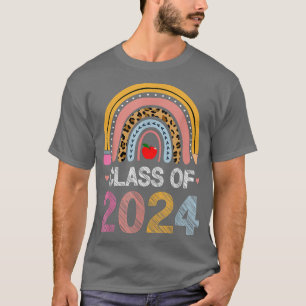 T-shirt Classe De 2024 Rainbow Leopard Graduate PreK Kinde
