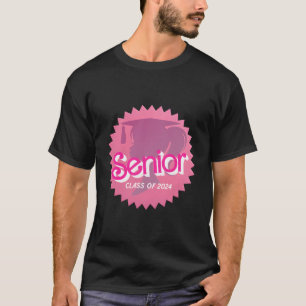 T-shirt Classe De 2024 Senior Pink Retro Classic Girl Grad