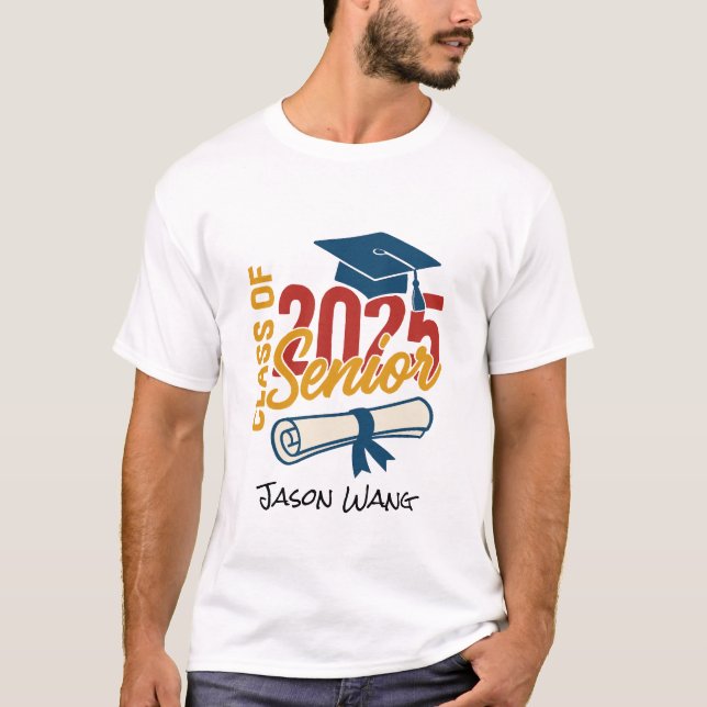 T-shirt Classe De 2025 Diplômé Personnalisé (Devant)