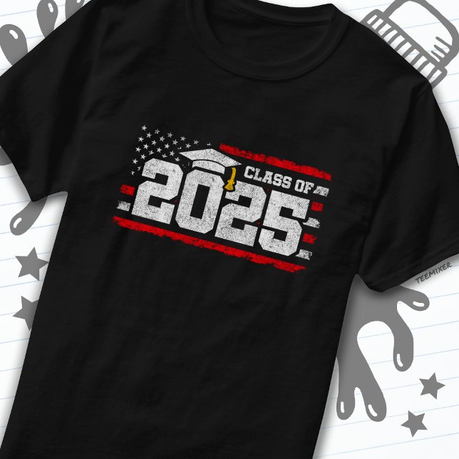 T-shirt Classe de 2025 Graduation American Flag Senior 202 (Créateur téléchargé)