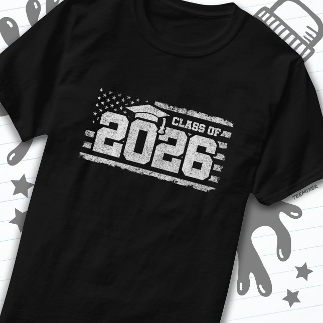 T-shirt Classe de 2026 Graduation American Flag Senior 202 (Créateur téléchargé)