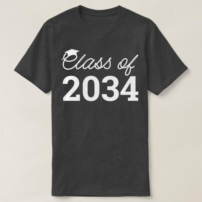 T-shirt Classe De 2034 Augmenter Avec Moi Graduation V (Design devant)