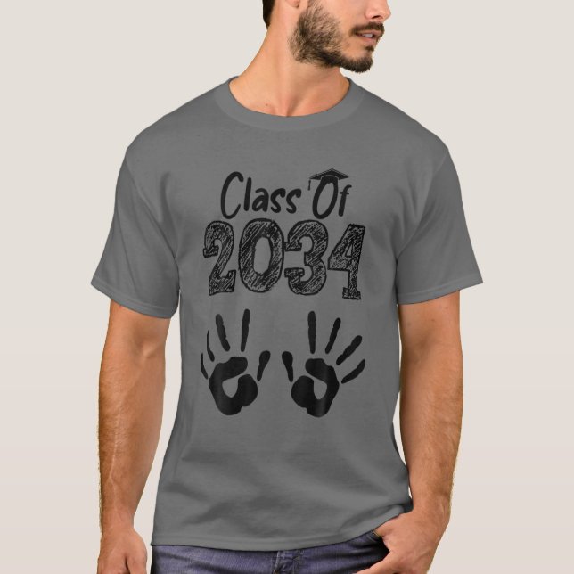 T-shirt Classe De 2034 Grow With Me Handprint On Back Pre- (Devant)