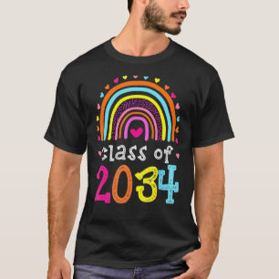 T-shirt Classe De 2034 Rainbow Pink Graduate Préscolaire T