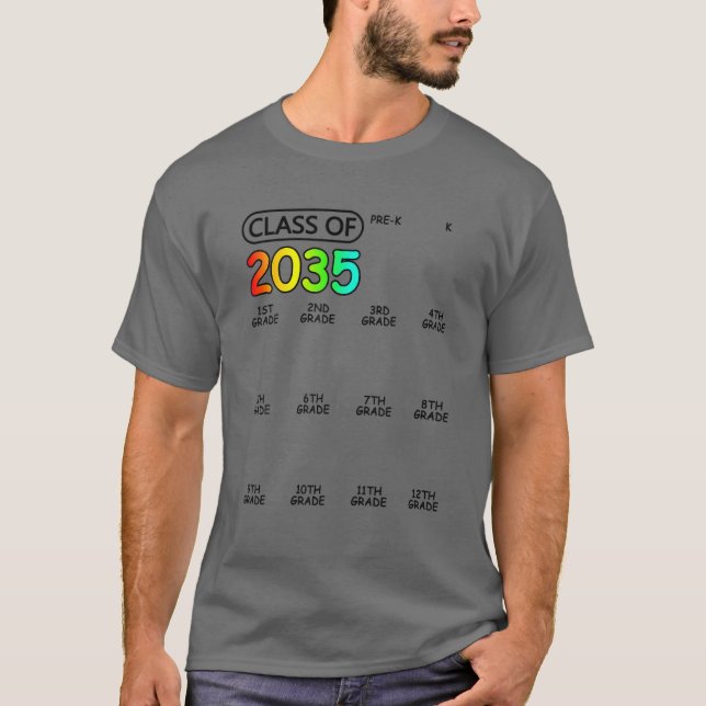 T-shirt Classe De 2035 Checklist Grow With Me Kindergarten (Devant)