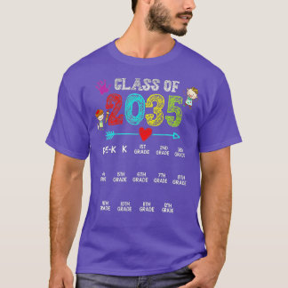 T-shirt Classe de 2035 Grow With Me Empreinte PréK 12e Gr