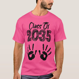 T-shirt Classe de 2035 Grow With Me Handprint On Back Pre-