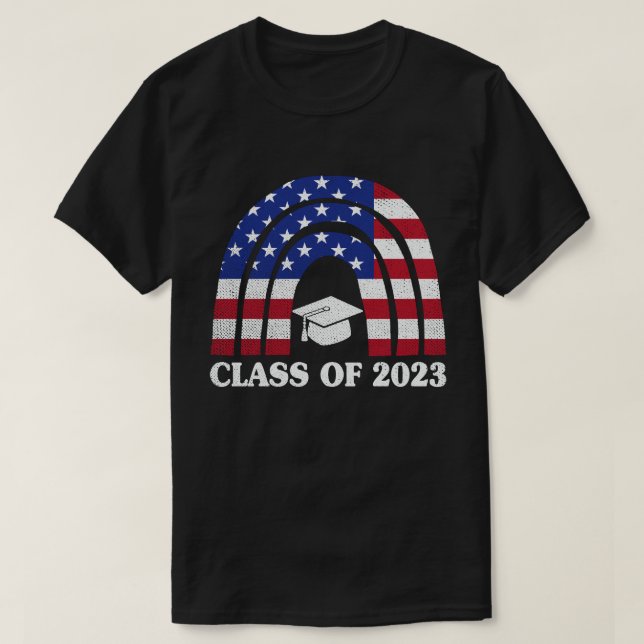 T-shirt Classe de graduation de 2023 Rainbow Us American F (Design devant)