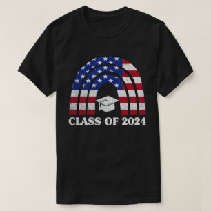 T-shirt Classe De Graduation De 2024 Rainbow Usa American 