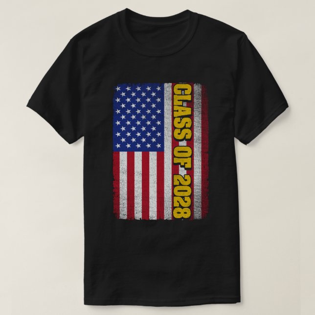 T-shirt Classe De Graduation De 2028 Senior Usa American F (Design devant)