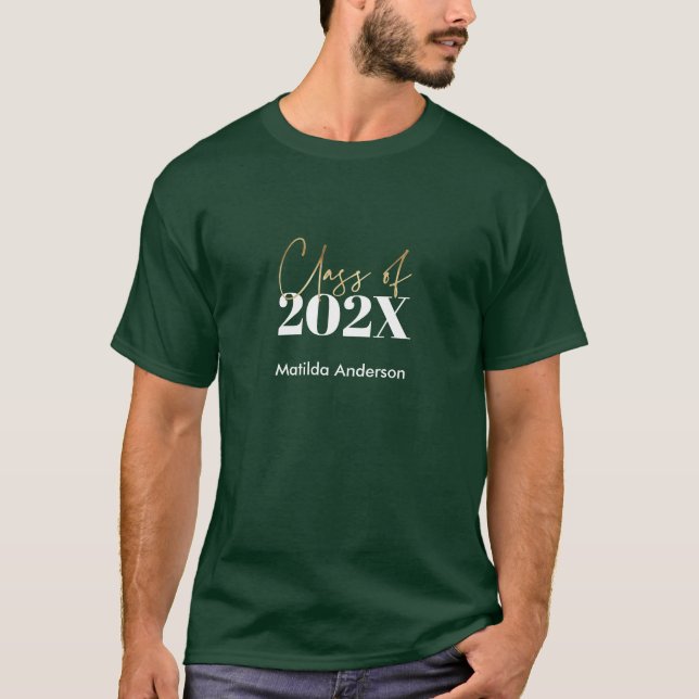 T-shirt classe de graduation parties scintillant verte et  (Devant)