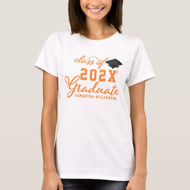 T-shirt Classe de Typographie Orange 2025 Graduate (Devant)