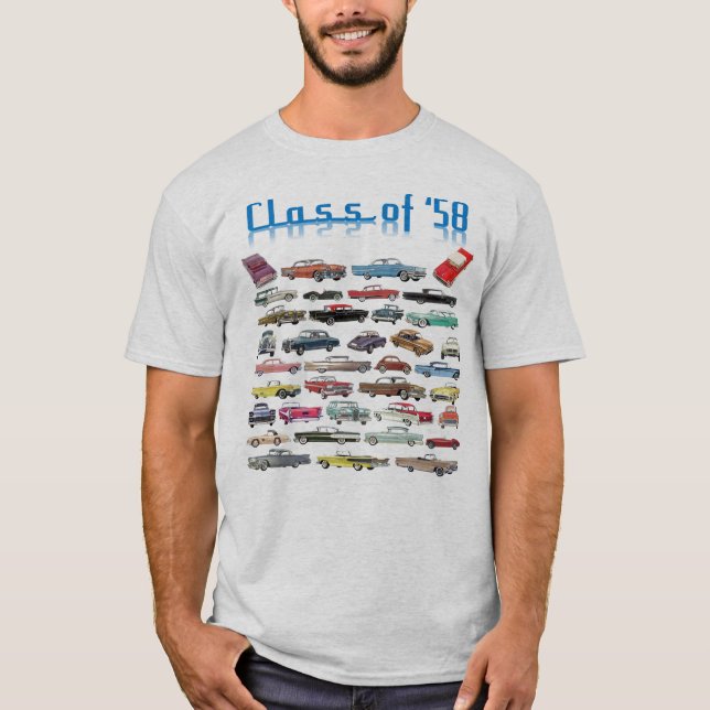 T-shirt Classe de voitures classiques 1958 (Devant)
