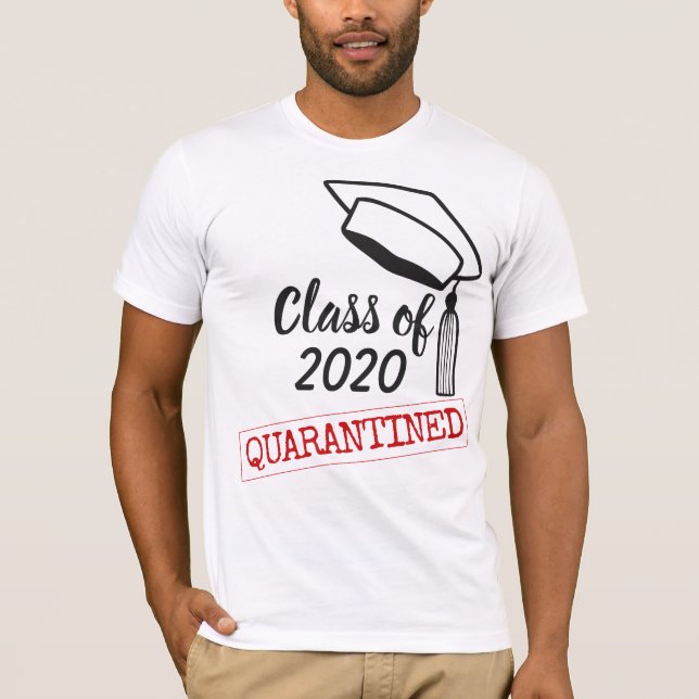 T-shirt Classe en quarantaine de 2020 bonnet de graduation (Devant)