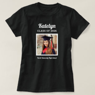 T-shirt Classe noire personnalisée de 2022 Graduation Phot
