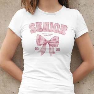 T-shirt Classe supérieure de 2025 Pink Bow Graduation Anné