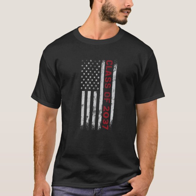 T-shirt Classe Supérieure De 2037 American Flag Graduation (Devant)