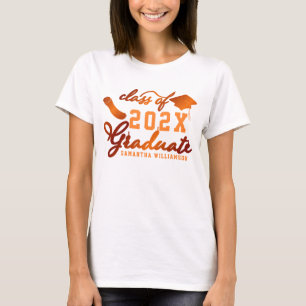 T-shirt Classe sur mesure de 2024 Graduate Orange Graduati