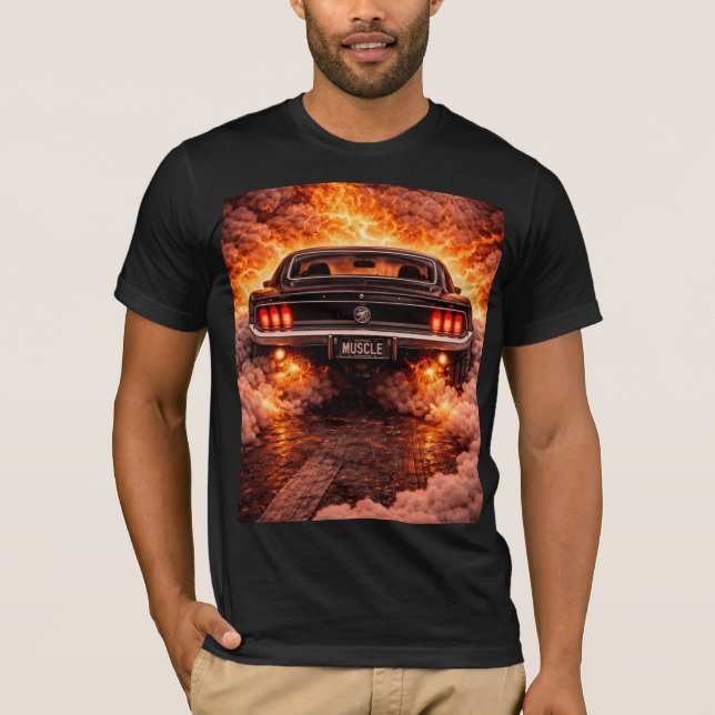T-shirt Classic 60s Fastback Muscle Car Burnout (Devant)
