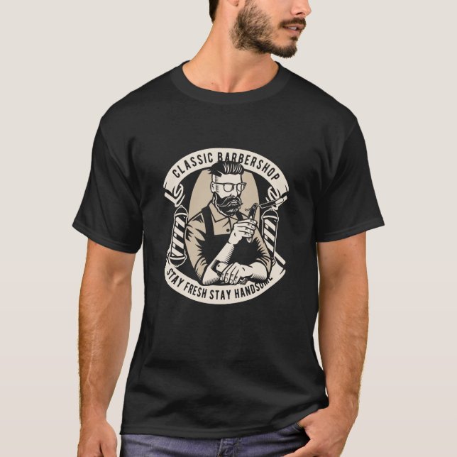 T-shirt Classic Barbershop Barber Friseur (Devant)