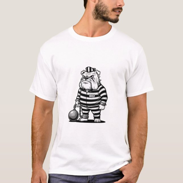 T-shirt classic Bulldog prisoner with ball chain (Devant)