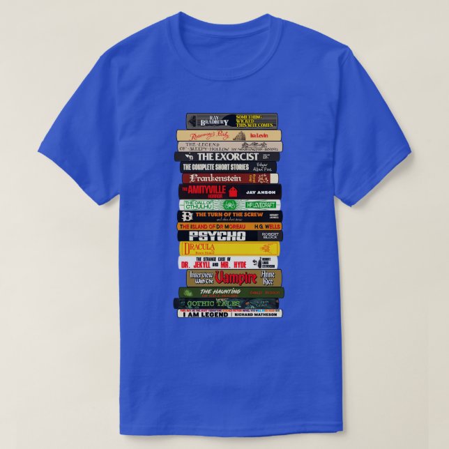 T-shirt Classic Horror Books Stack (Design devant)