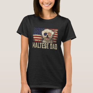 T-shirt Classic Retro Usa Drapeau Maltais Papa Fête des pè