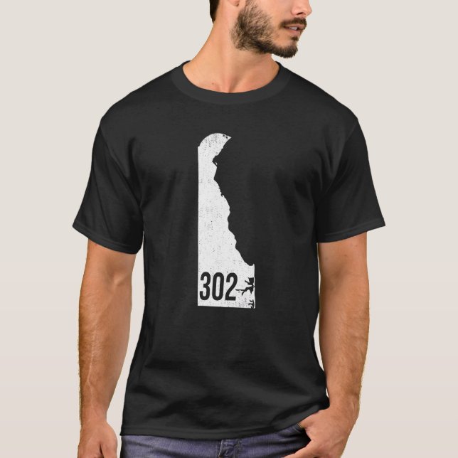 T-shirt Classique 302 Delaware Pride Contour Code de zone  (Devant)