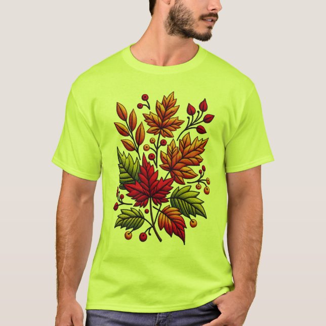 T-shirt classique avec broderie florale (Devant)