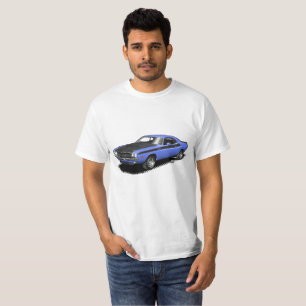 T-shirt classique de voiture de challengeur bleu