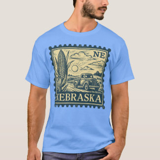T-shirt Classique des champs de maïs au tampon Nebraska ré