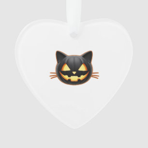 T-Shirt Classique Emoji Citrouille Chat Noir