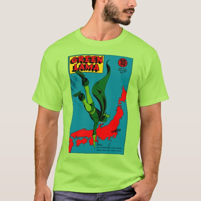 T-shirt classique en lama vert des années 1940 (Devant)