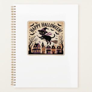 T-shirt classique Happy Halloween Black Cat Witch