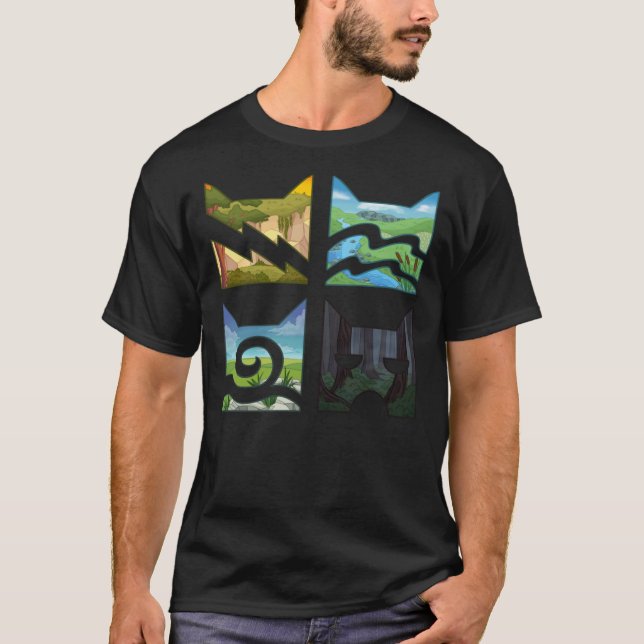 T-shirt Classique Quatre Guerriers Guerrier Chats Logo Cla (Devant)