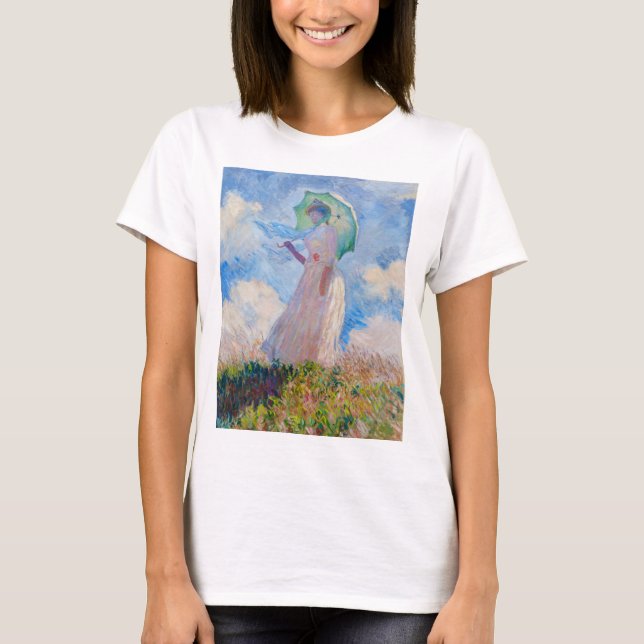 T-shirt Claude Monet - Femme avec Parasol face à gauche (Devant)