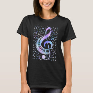 T-shirt Clavier Clavier Clé Treble Dye Notes de musique ré