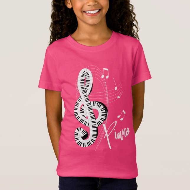 T-Shirt Clavier Treble Clef Fun Music Notes Piano Graphism (Devant)