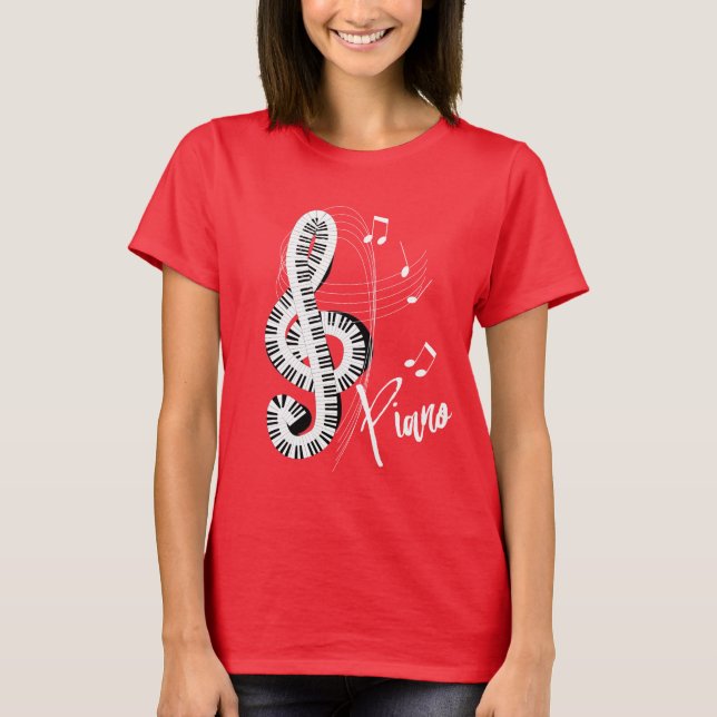 T-shirt Clavier Treble Clef Fun Music Notes Piano Graphism (Devant)