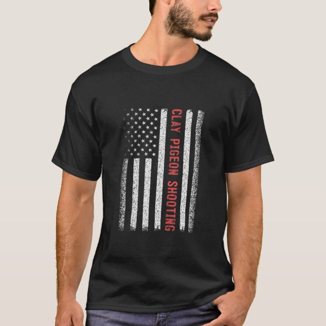 T-shirt Clay Pigeon Tirant Drapeau Américain 4 juillet Tan (Devant)