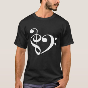 T-shirt Clé de Sol Clé de Fa Cœur Musical Musicien Chanteu