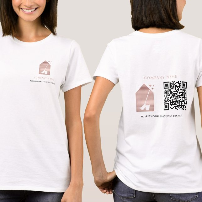 T-shirt Cleaning Service Rose Gold Logo QR Code White (Cleaning Service Rose Gold Logo QR Code White T-Shirt)