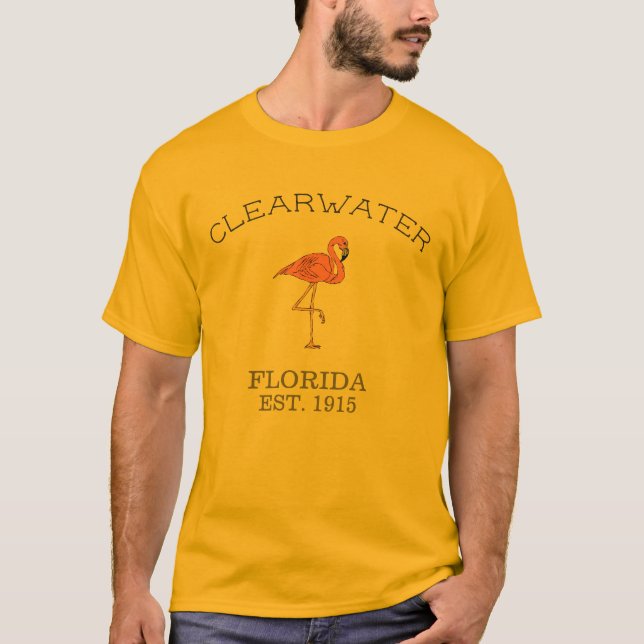 T-shirt Clearwater Florida, Flamant rose (Devant)