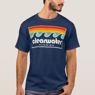 T-shirt Clearwater Floride Tampa Bay Rétro Sunset Waves
