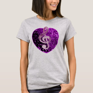 T-shirt Clef triple de Faux de parties scintillantes de